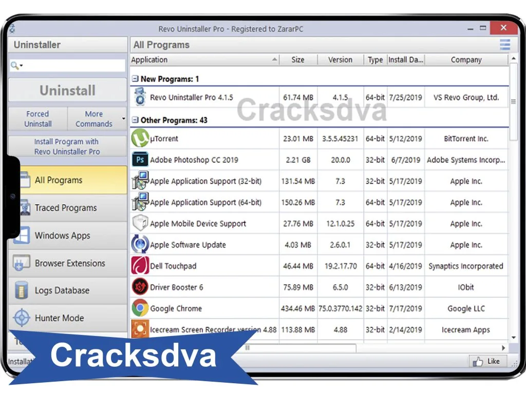 All Programs of Revo Uninstaller Pro Crack