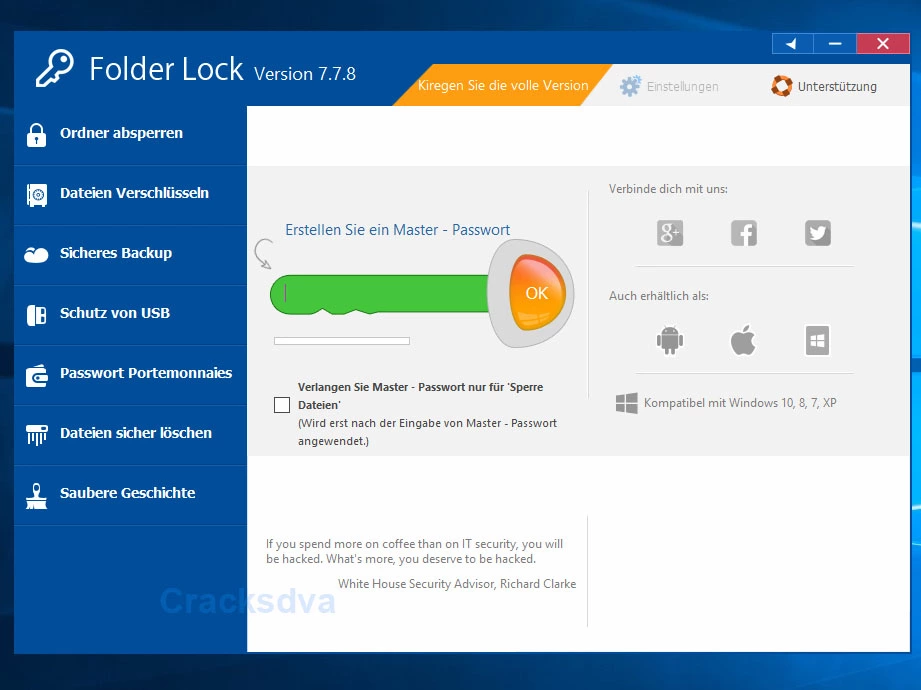 Folder Lock Crack Interface