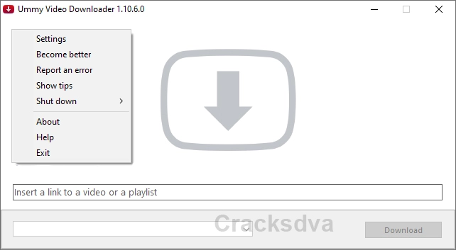 Ummy Video Downloader Crack Menu