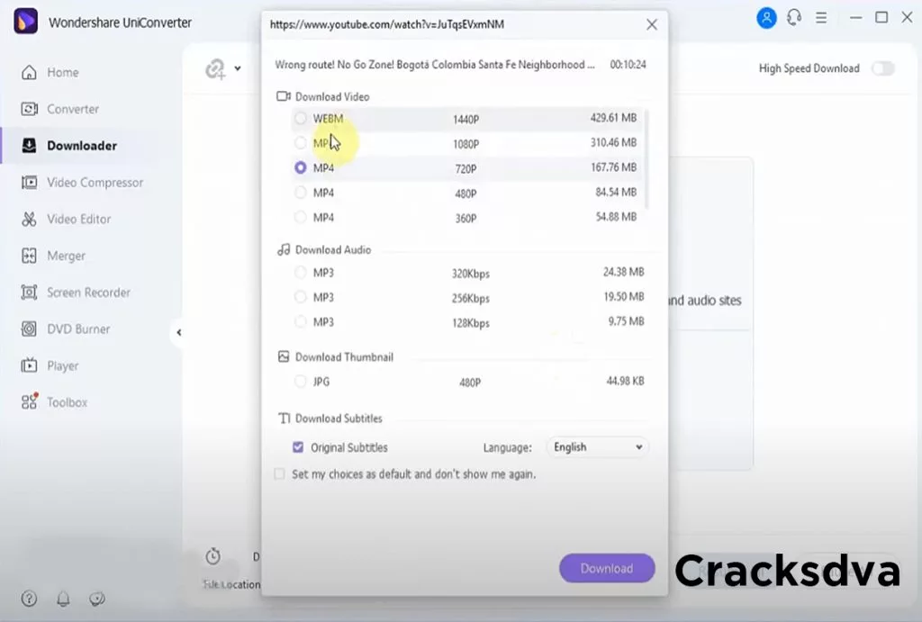 Wondershare UniConverter Crack Downloader